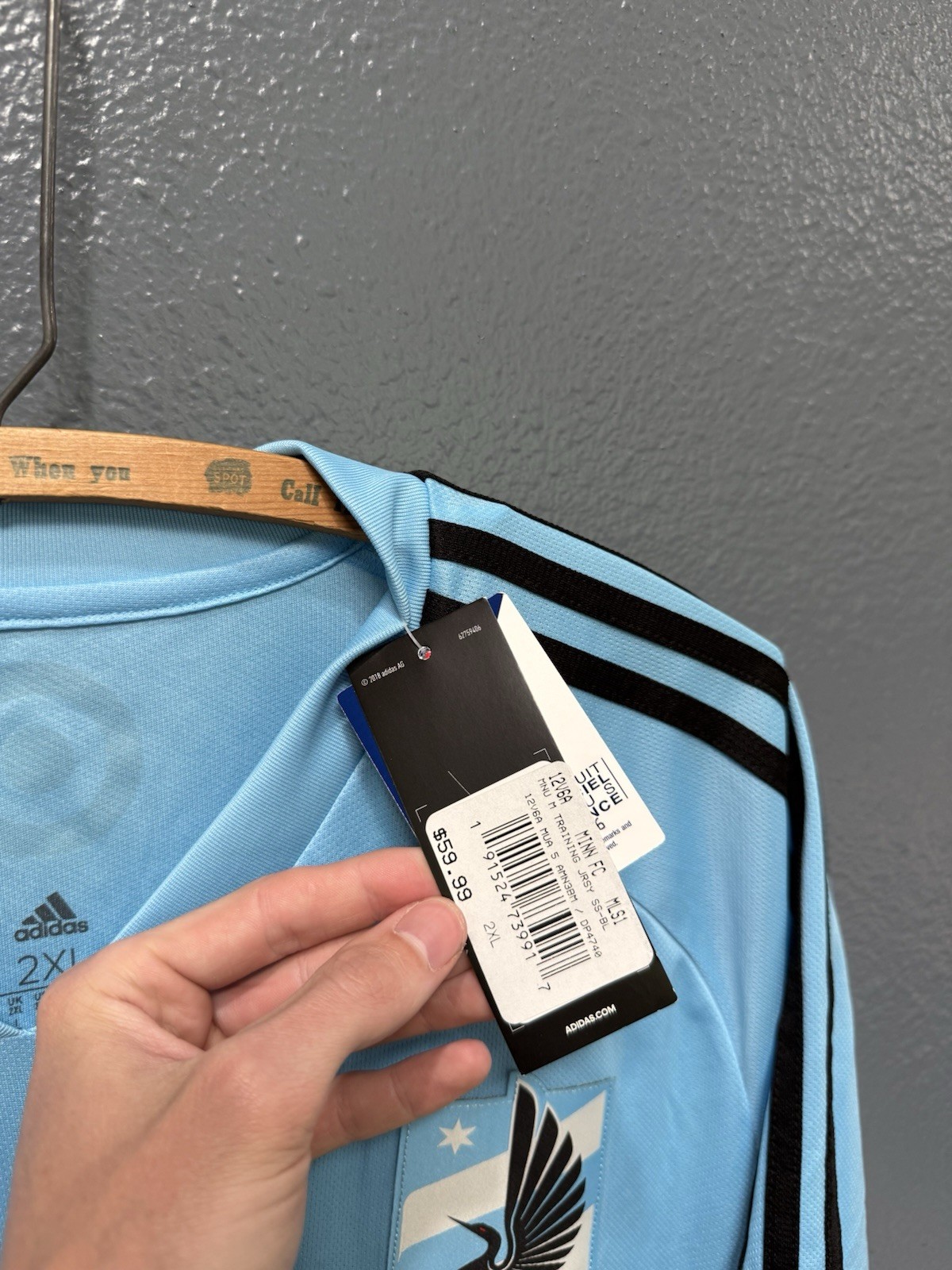 Brand New 2018 Adidas Minnesota United Soccer Blue Jersey Size 2XL Mens