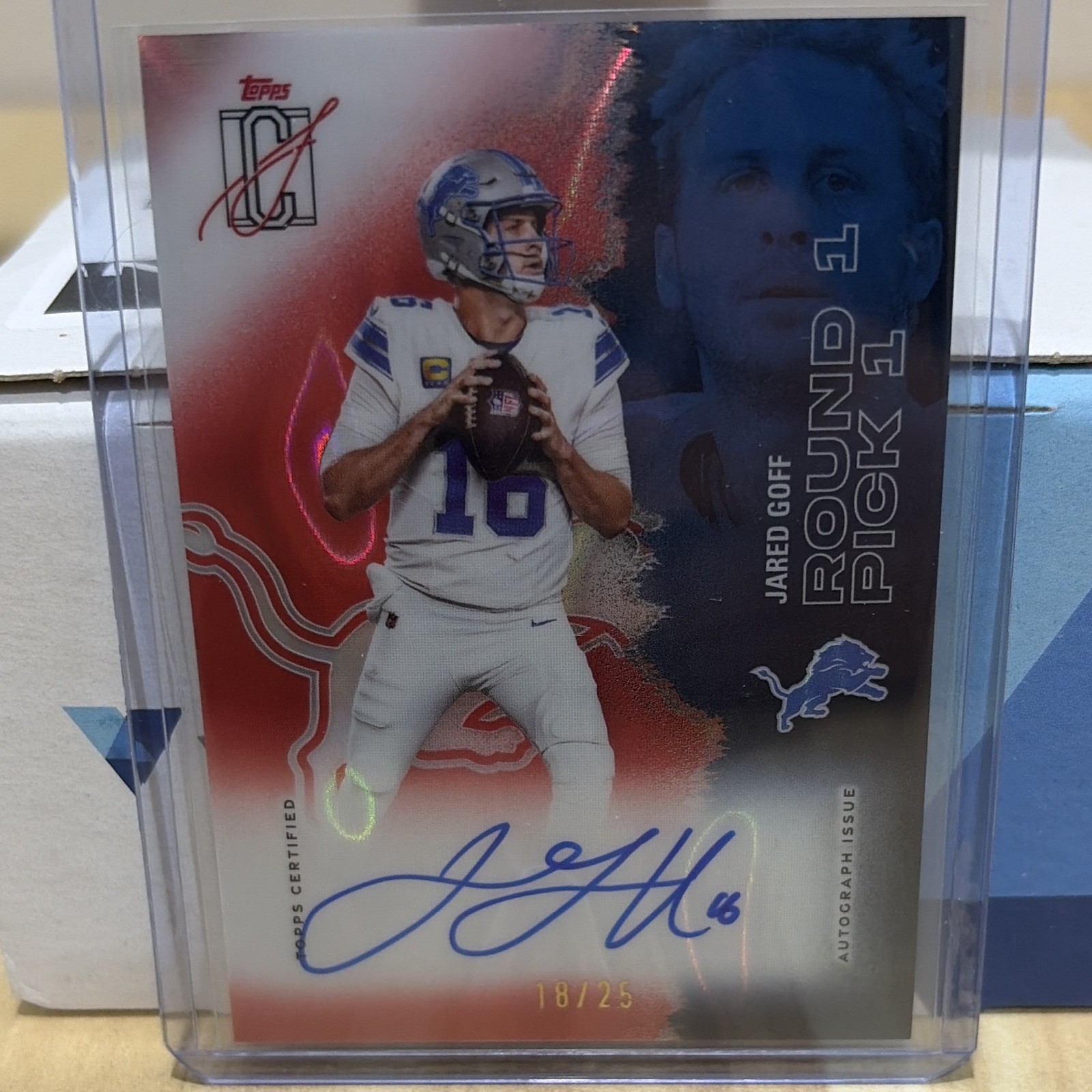 Topps Signature Class Jared Goff Lions Round Pick On Card Auto #58 18/25 2025