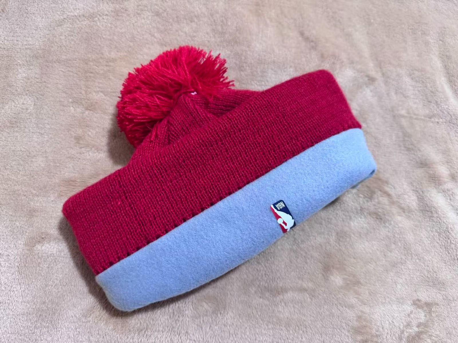 Unisex Adult Basketball Cuffed Knit Hat Fleece lined With Pom 25C
