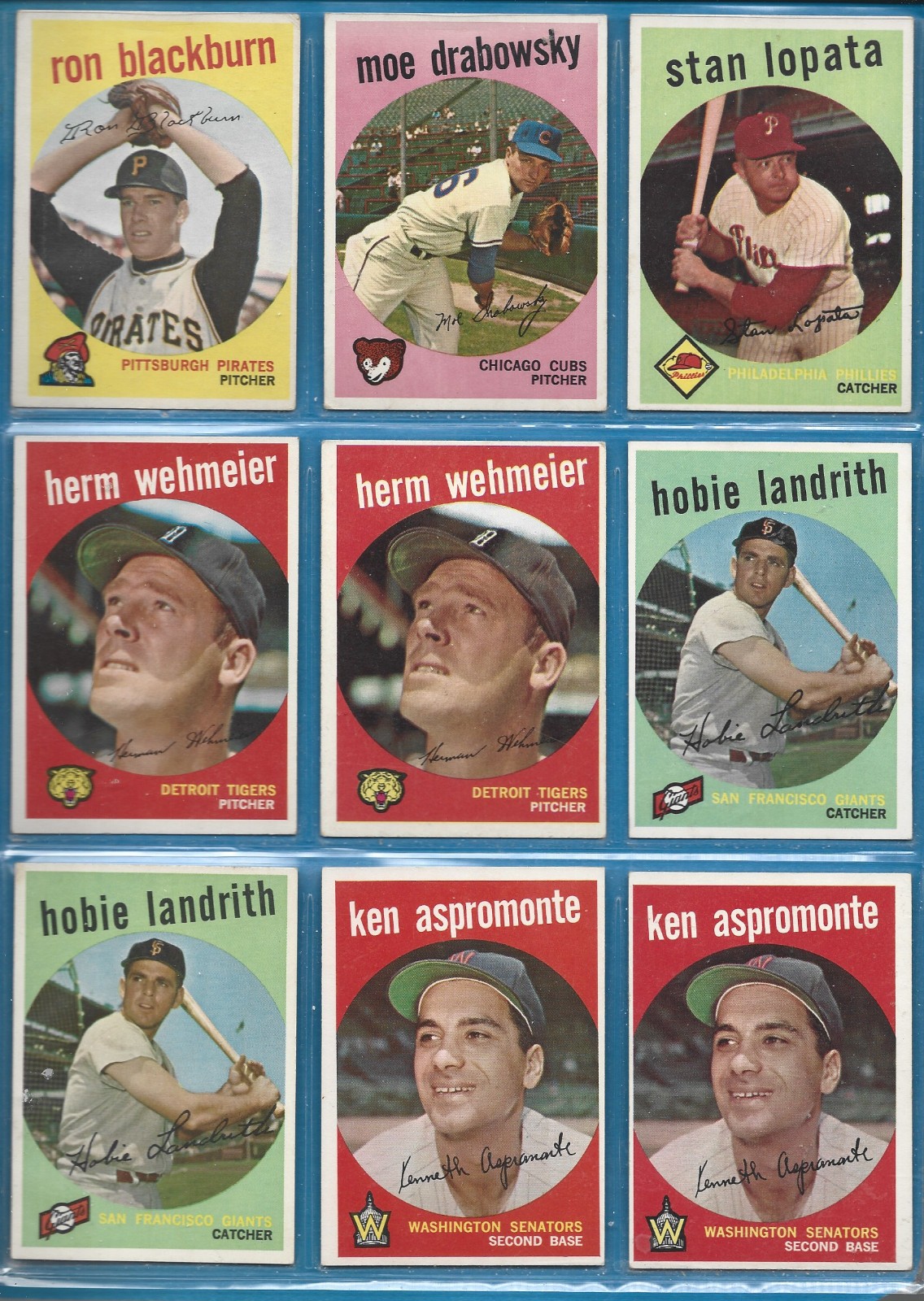 1959 Topps Baseball Common Players- Fill your set -Ex To Exmt – No Creases