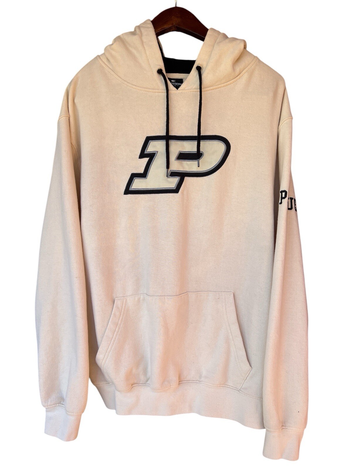 Purdue Boilermakers Colosseum Embroidered Hoodie Mens XL Beige NCAA EUC