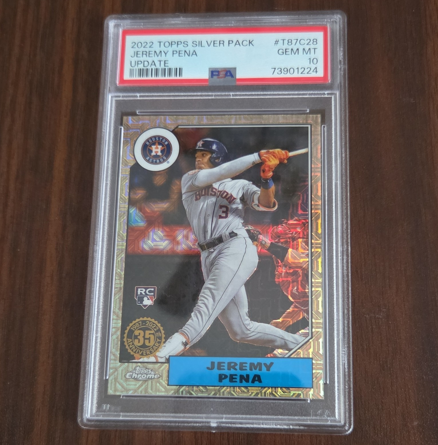 Topps 2022 Update Silver Pack 1987 Chrome Mojo Jeremy Pena T87C-28 RC PSA 10
