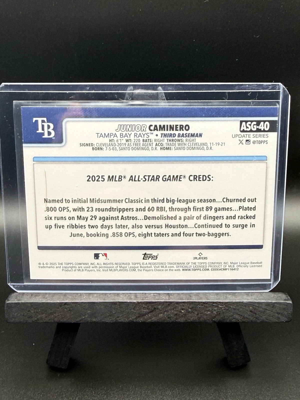 2025 Topps UpdateSeries – 2025 All-Star Game Junior Caminero Rainbow FoilASG-40