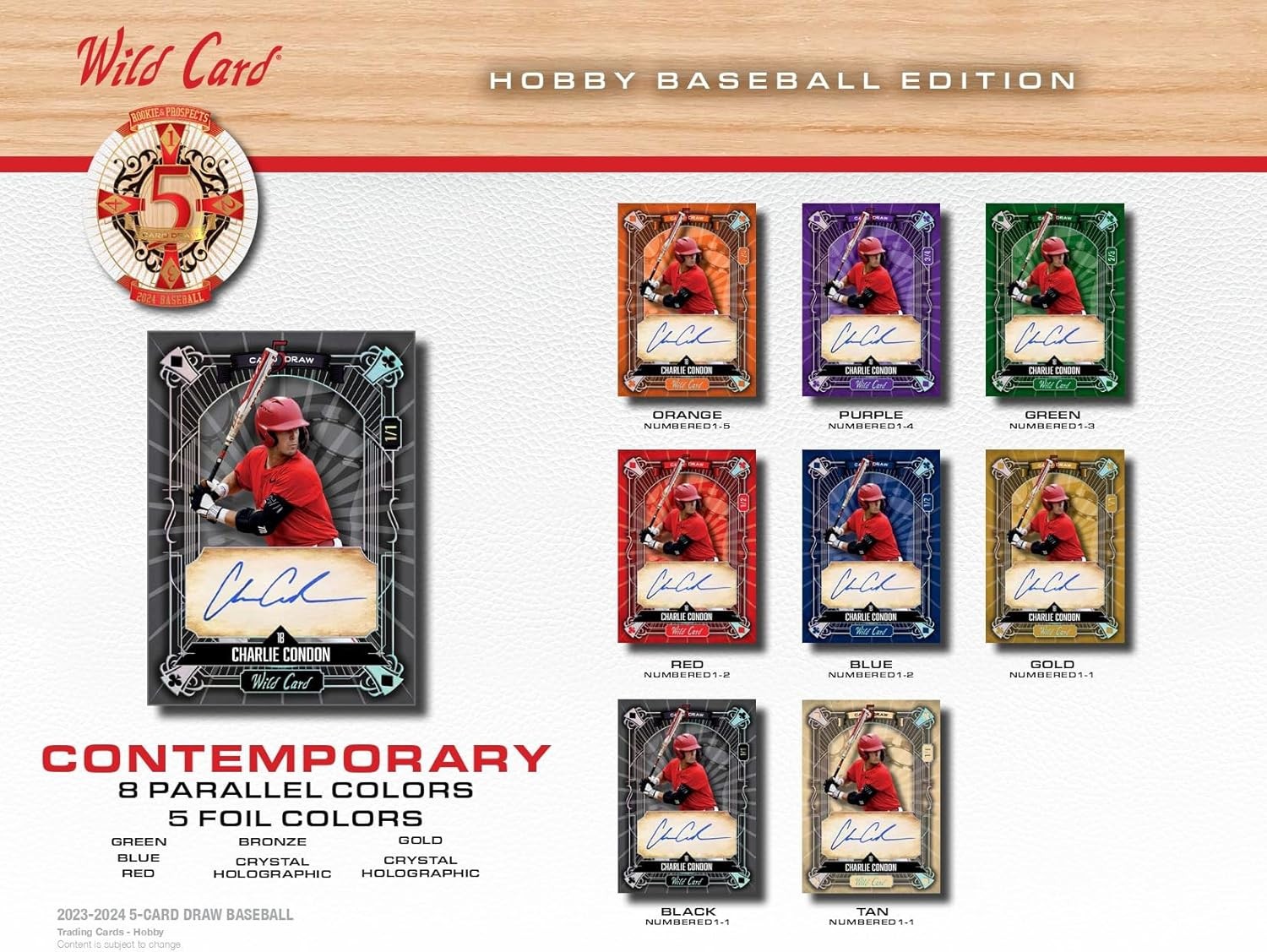 2024 Wild Card Baseball Five Card Draw Rookie & Prospects 5 Autograph Cards