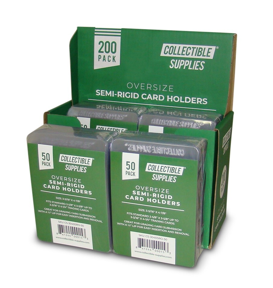200 TALL Semi-Rigid Card Holders Oversize for sending Graded Cards with 1/2″ Lip