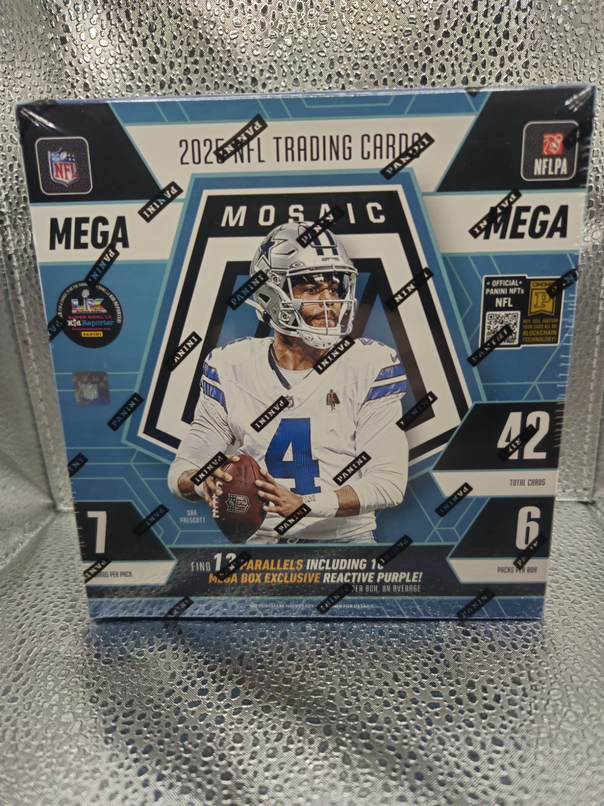 Panini Mosaic 2025 NFL Football Mega Box -NEW- 10 Purple Reactive Parallels
