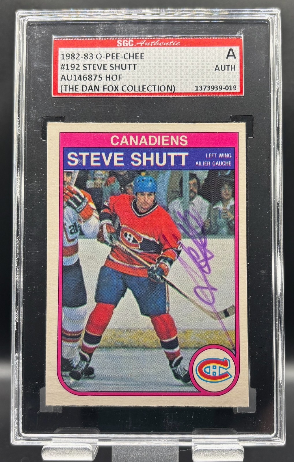 1982-83 O-Pee-Chee Steve Shutt #192 Canadiens SGC Authentic Dan Fox Collection