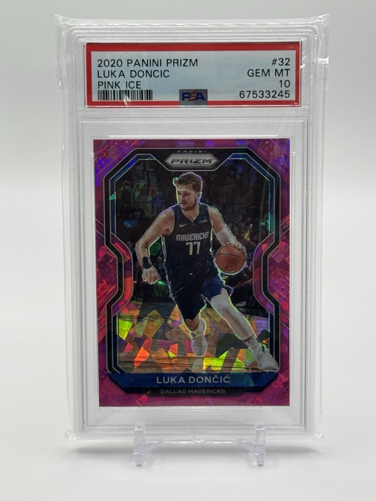 2020-21 Panini Prizm Luka Doncic #32 Pink Ice Prizm PSA 10 All NBA