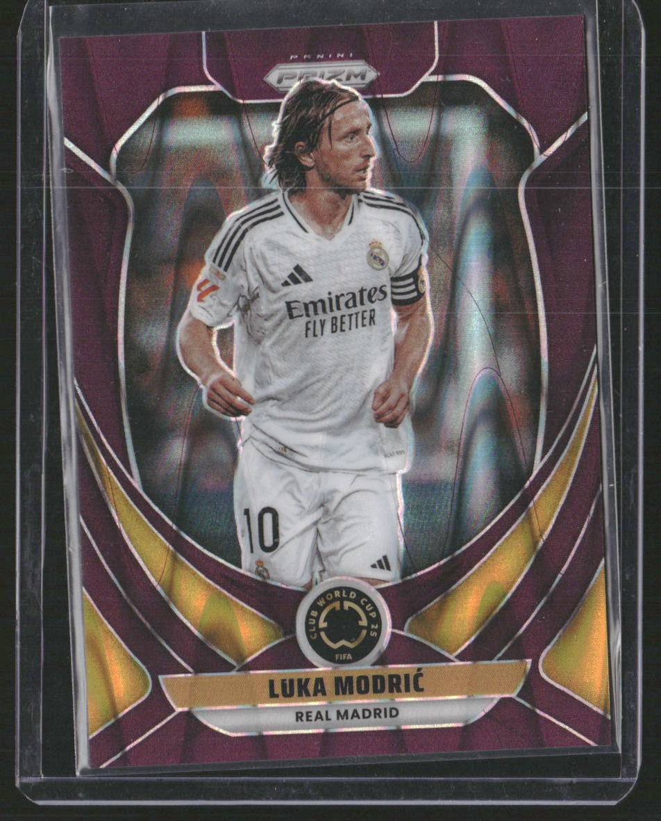 2025 Panini Prizm FIFA Club World Cup Luka Modric Real Madrid Purple /99 No.165