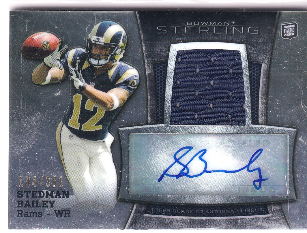 2013 Bowman Sterling Stedman Bailey Rookie Auto Relics RC Jersey #/361 Rams