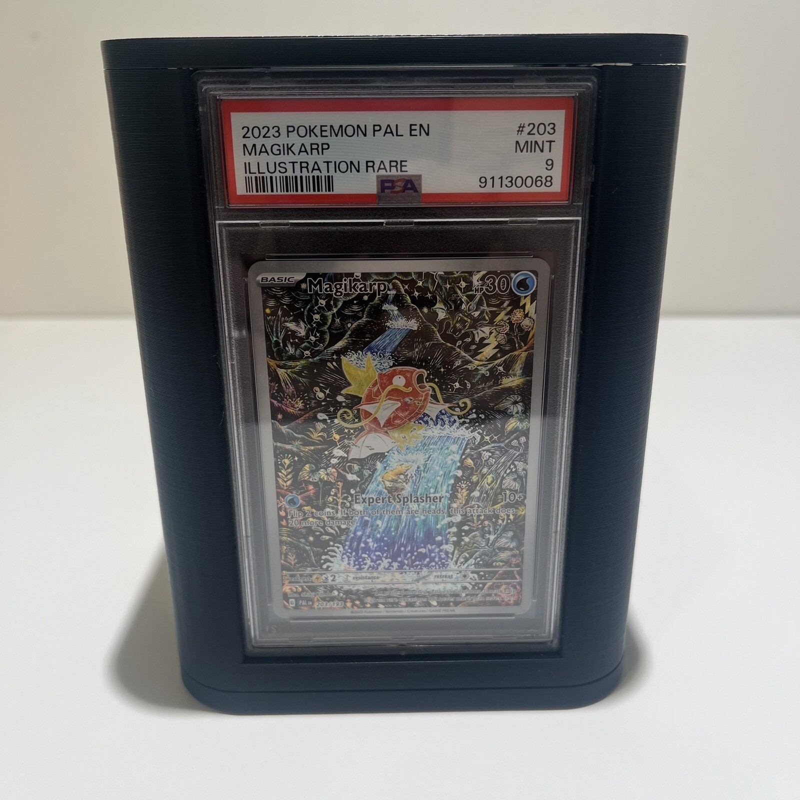 PSA Card Display | Rotatable w Storage, Magnetic Cover, Displays 4 Cards Pokemon