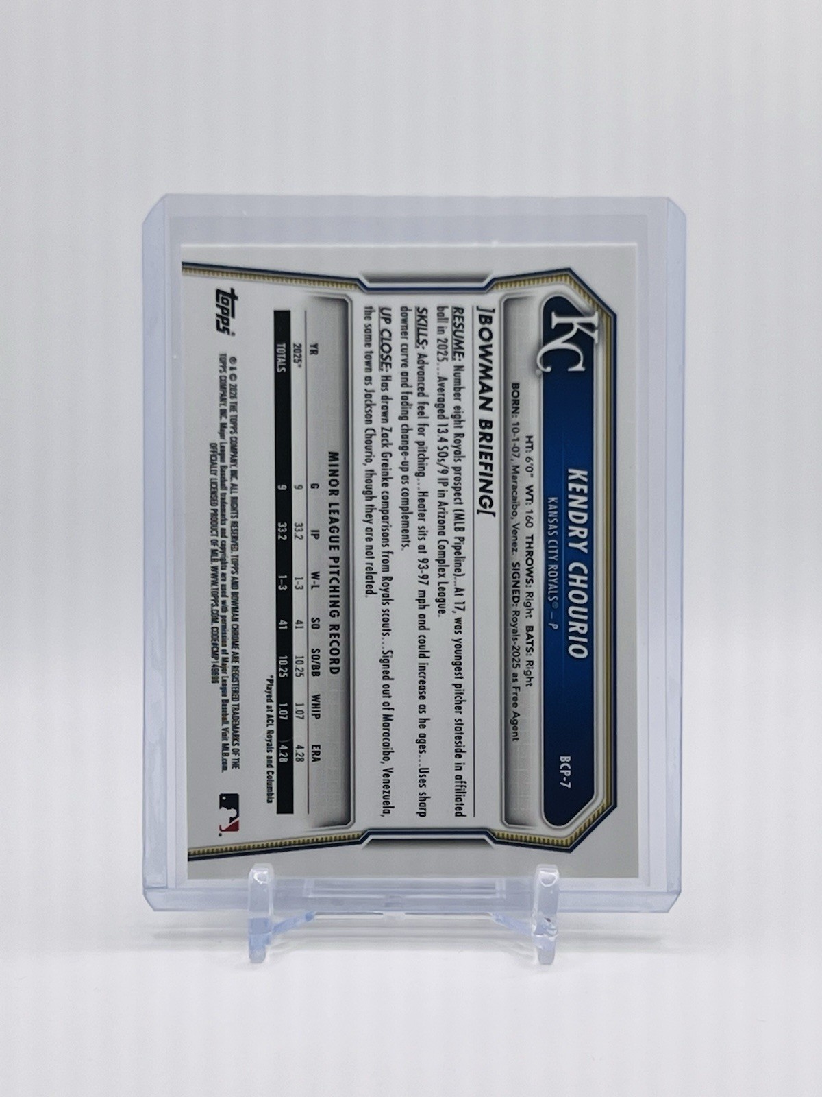 2026 Bowman Chrome KENDRY CHOURIO #BCP-7 Mojo Refractor Free Shipping