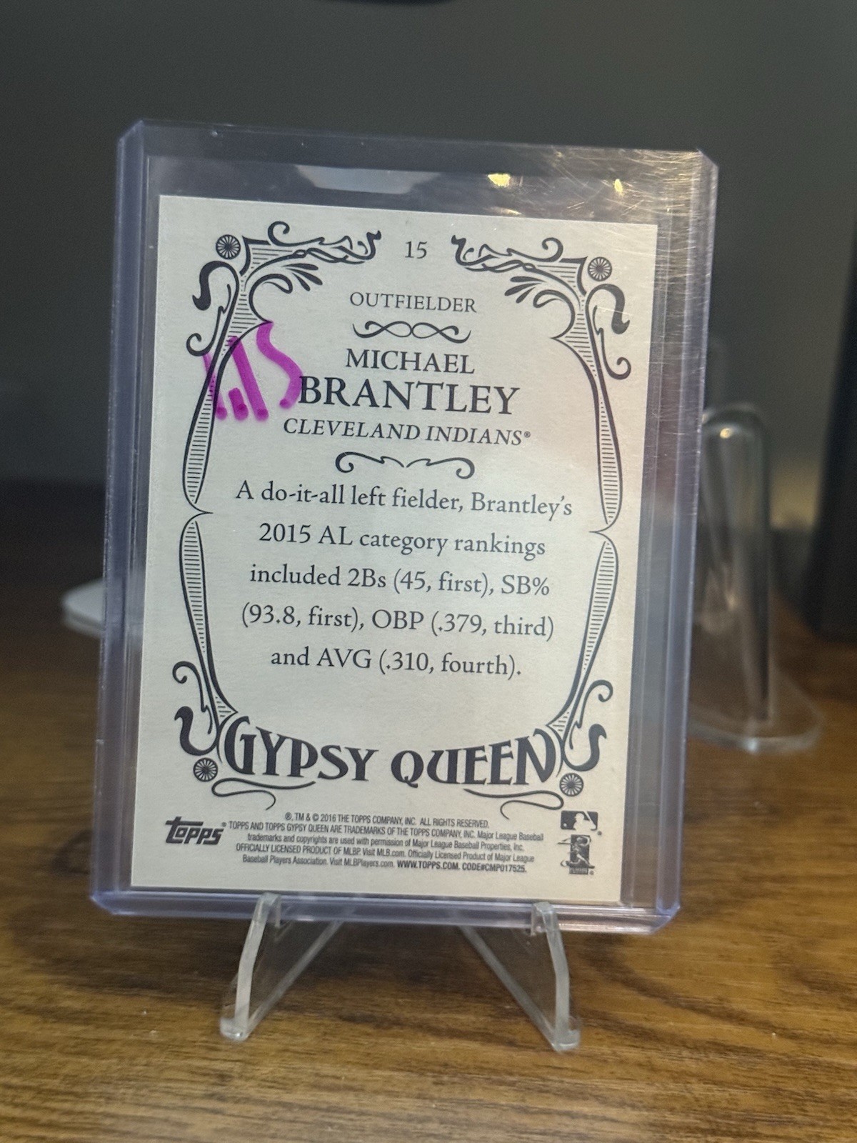 2016 Topps Gypsy Queen – Michael Brantley #15 Purple Paper Frame /250