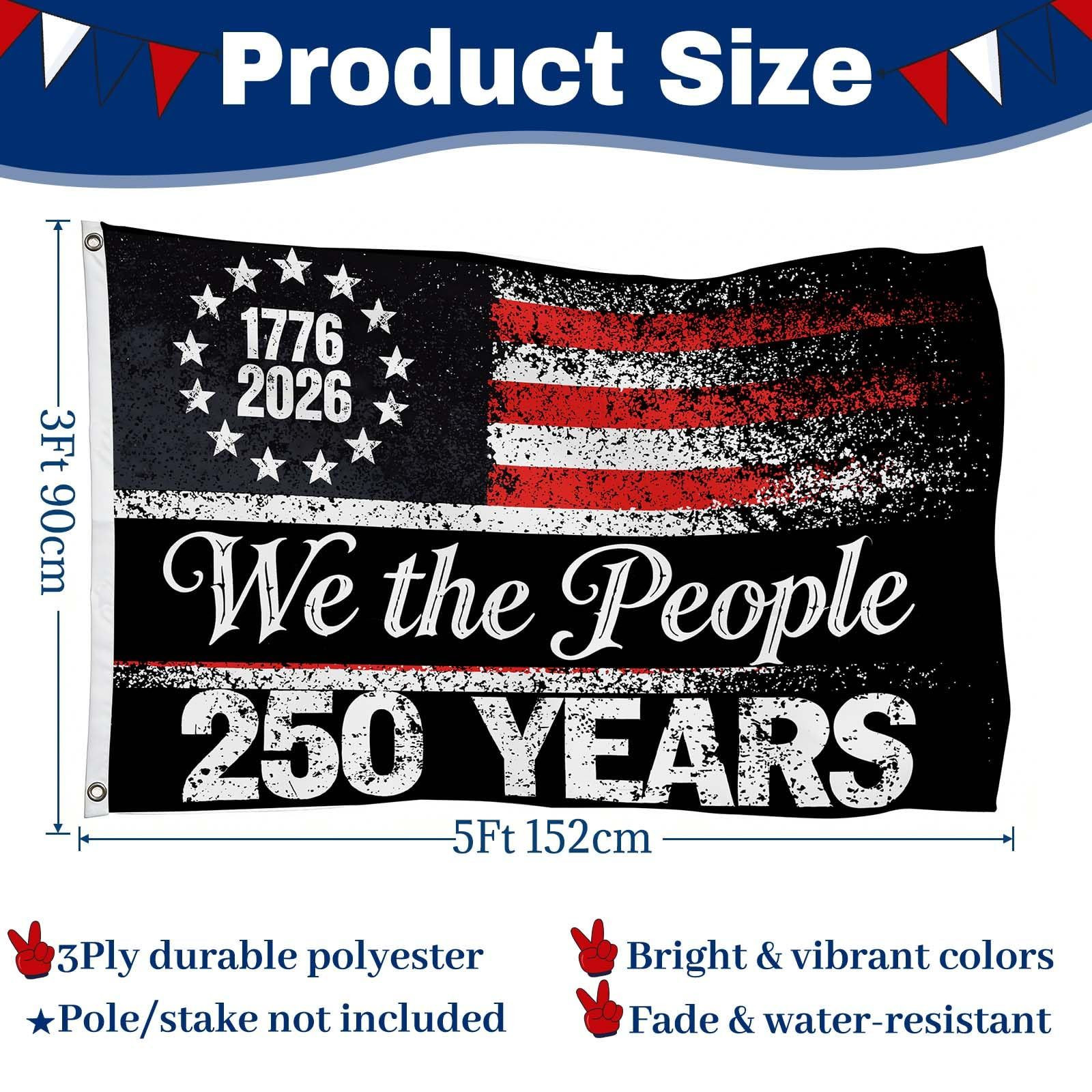 America’s 250th Anniversary Flag, 3 Ply Year American 3×5 feet, Anniversary06
