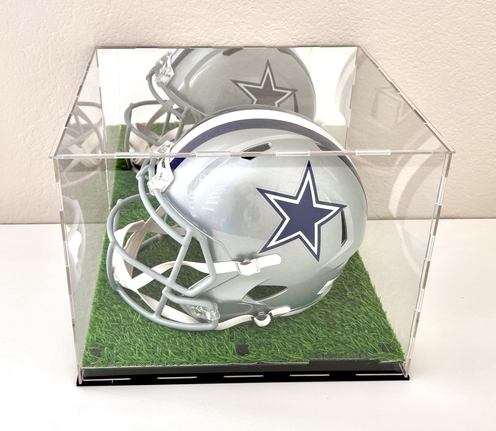 Full Size Camouflage Acrylic Football Helmet Display Case Camo Base, Back Mirror