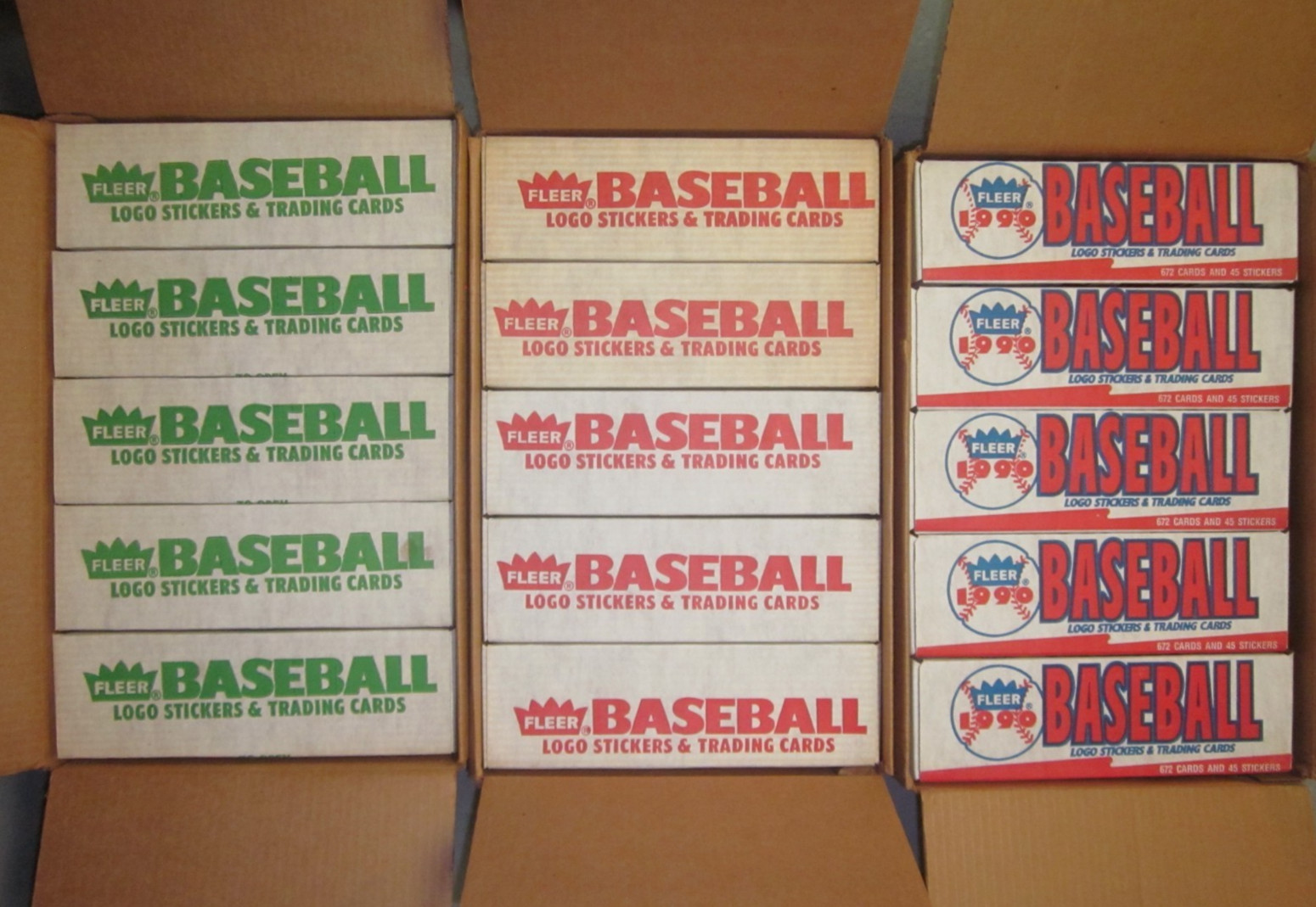 (1 of each Year) 1988, 1989 &1990 Fleer Baseball Factory Sealed Sets From Case
