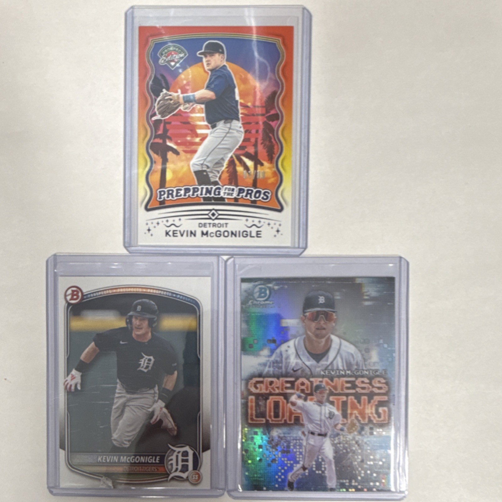 Panini Kevin McGonigle Detroit Tigers 3-Card Lot GL-9 BD-59 /99