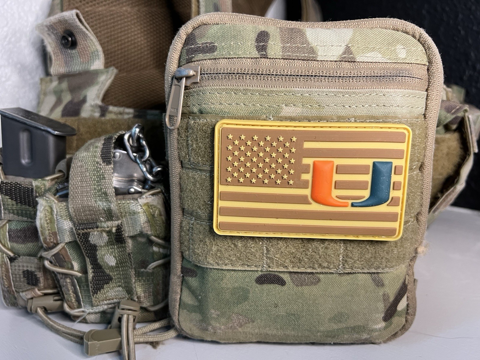 Military American Flag Miami Hurricanes Collage football PVC Patch Vlcr NCAA
