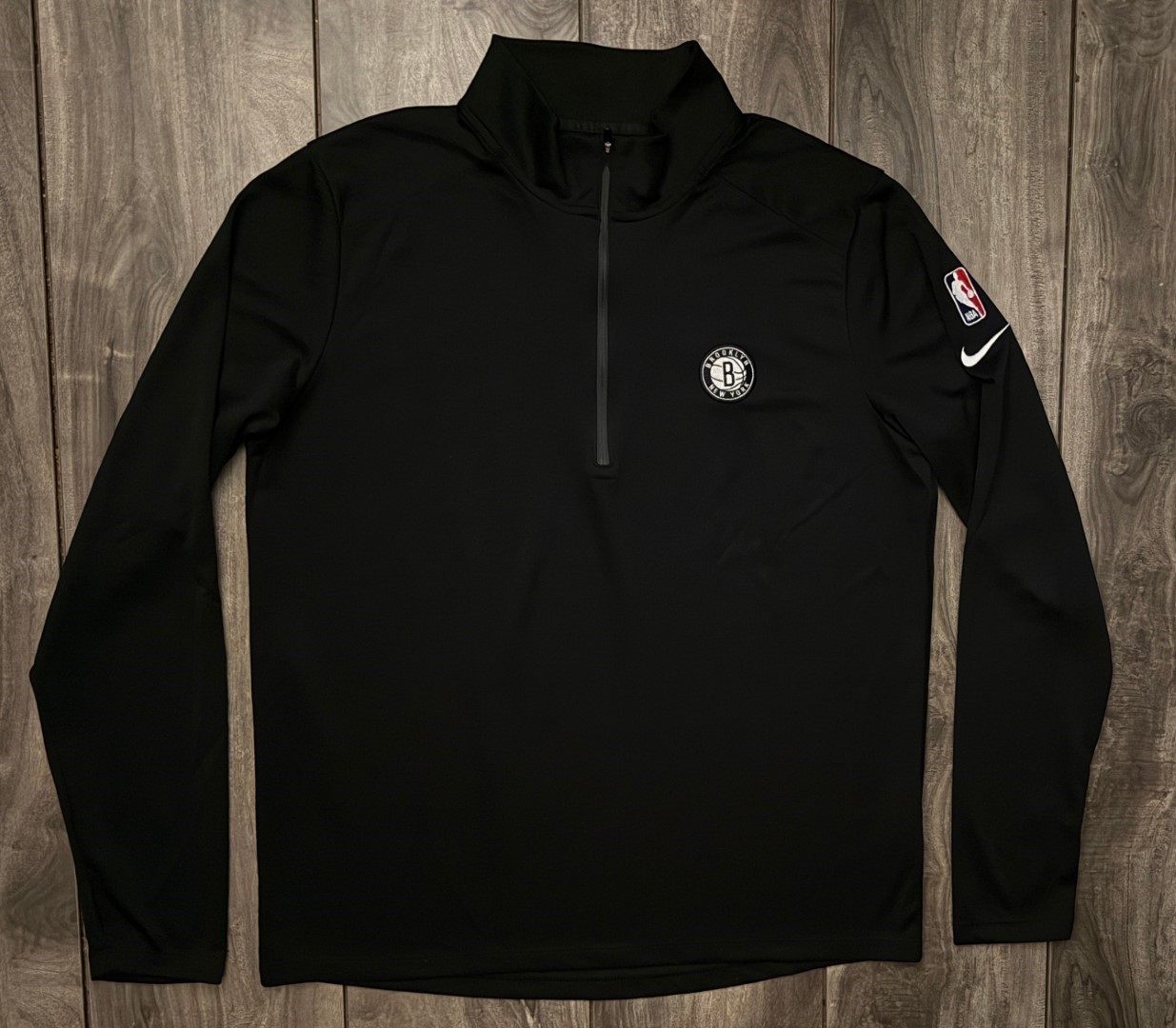 Nike Brooklyn Nets NBA Team Issued Coaches Half Zip Pullover Shirt Black Men’s L
