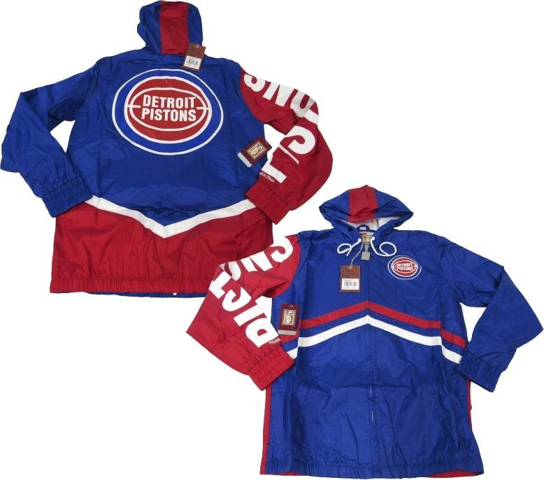 New Detroit Pistons Mens Mitchell & Ness Full Zip Windbreaker Jacket $135
