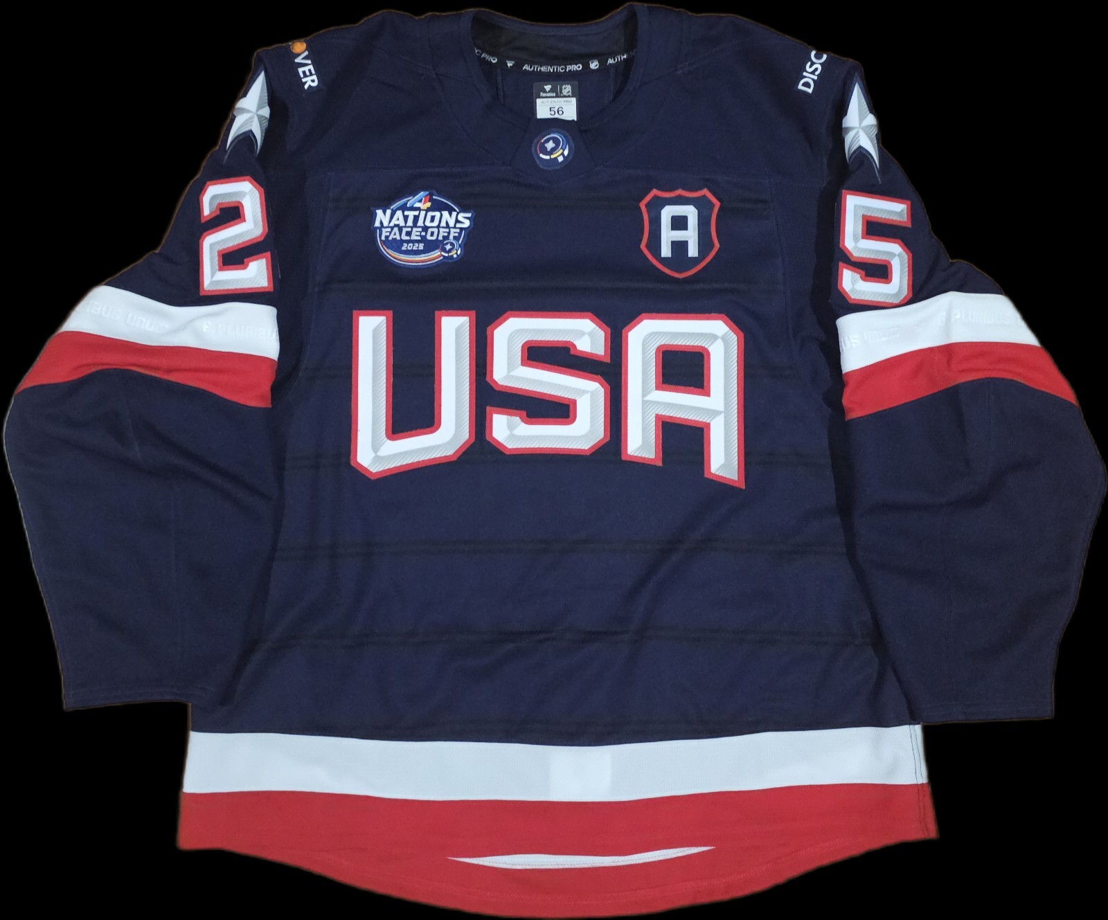 Team USA 4Nations Pro Jersey, Size 56, Charlie McAvoy