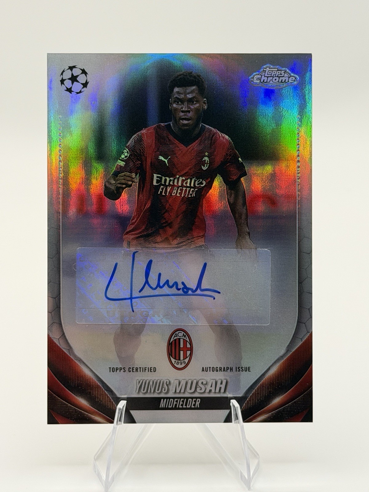 2024 Topps Chrome UEFA Football Yunus Musah Refractor Auto #CA-MY AC Milan