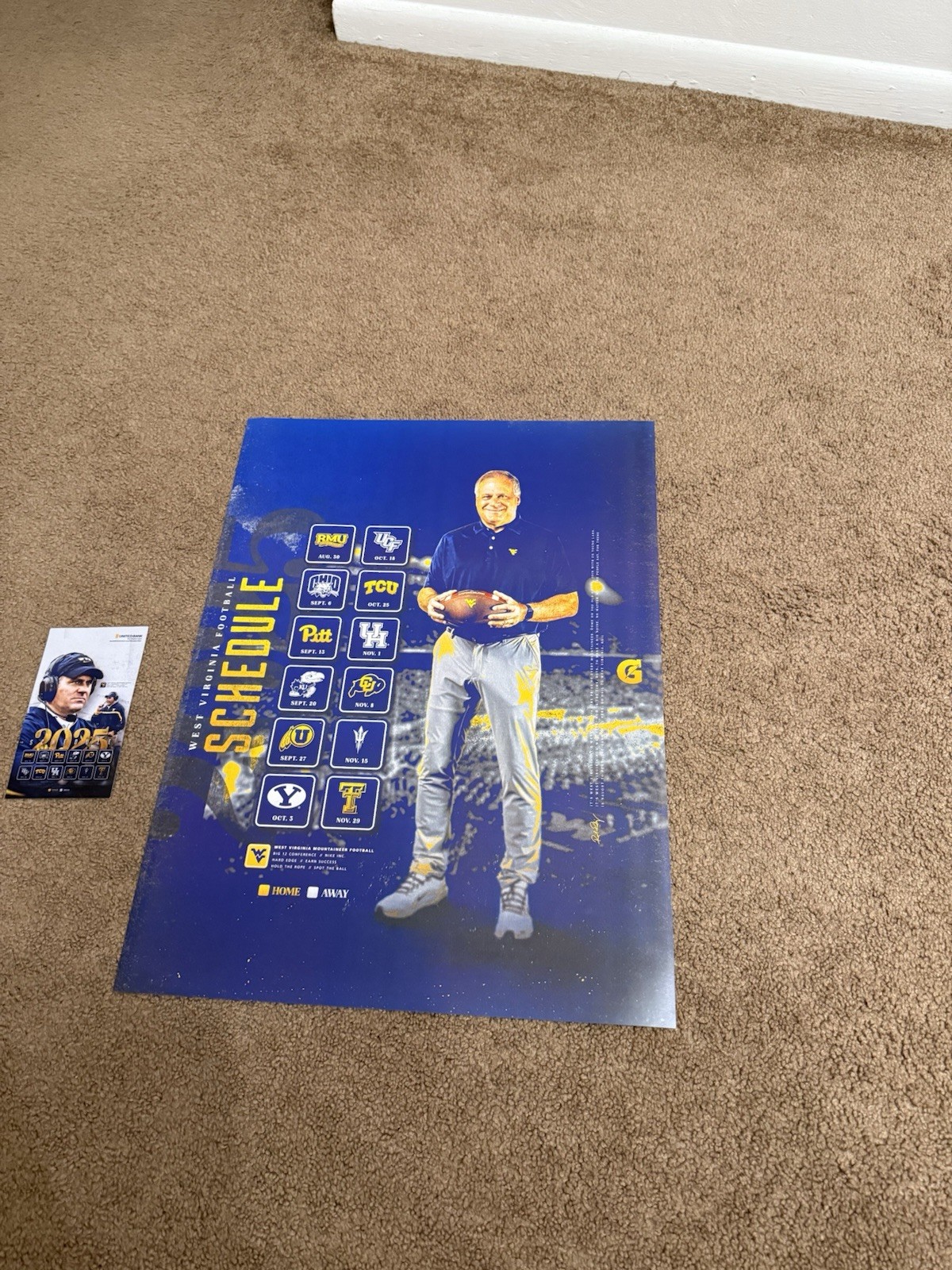 WVU Mountaineers Football Magnetic Fridge Schedule And Poster Schedule 2025-2026