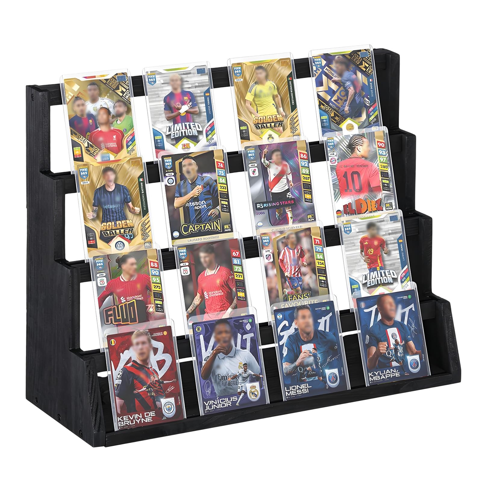 4-Tier Wooden Trading Card Display Stand, 15.3″x6.3″x12.6″ Large Capacity Dis…