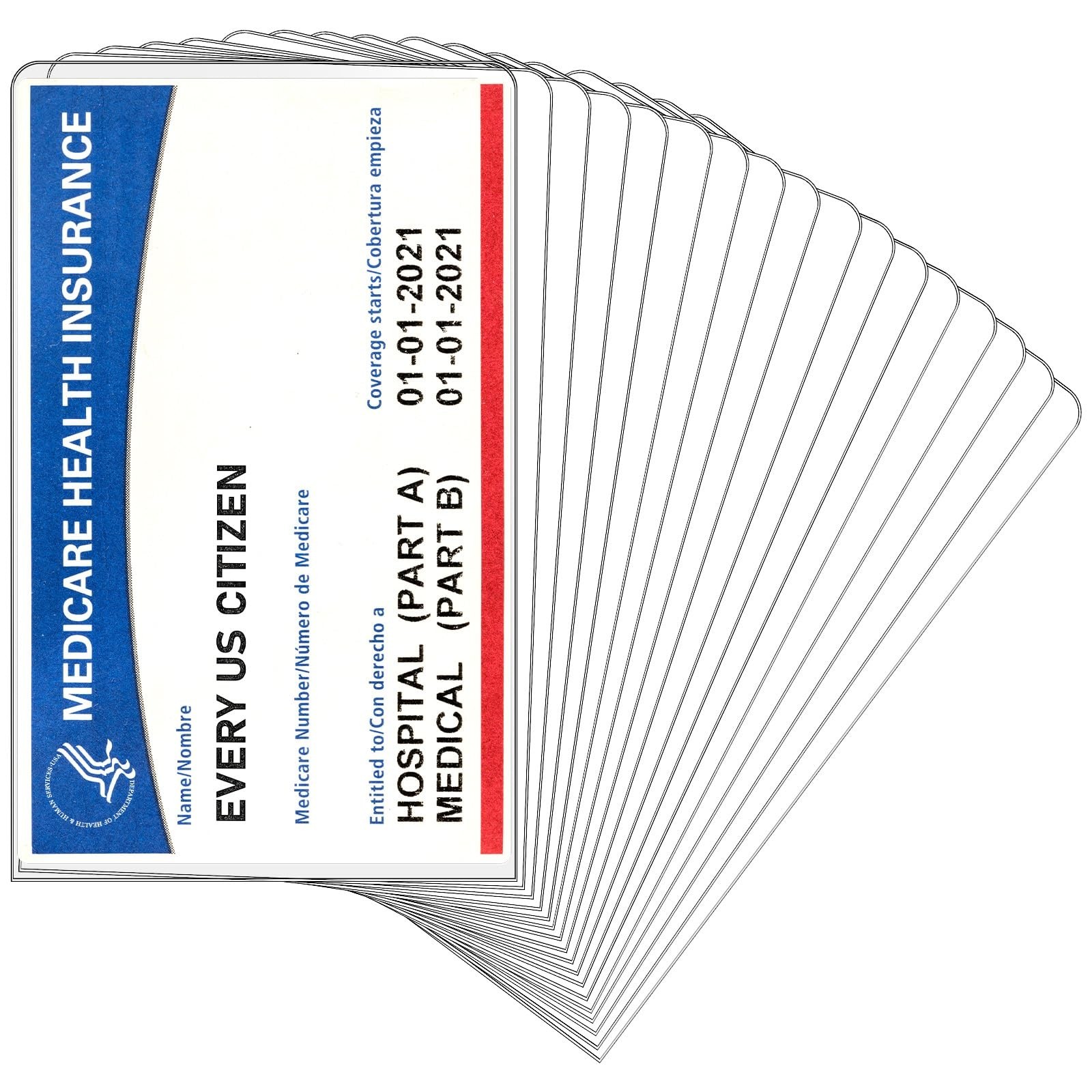 200 Clear PVC Medicare Card Holder Sleeves – 12 Mil Waterproof Vaccine Protector