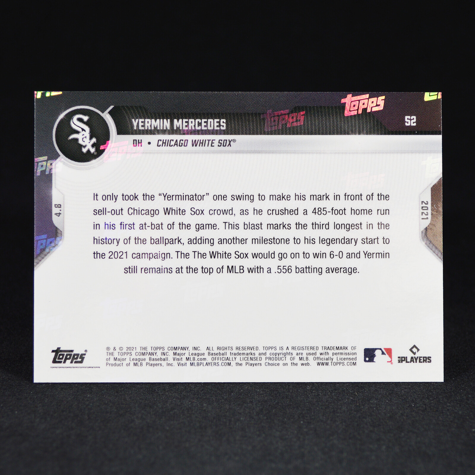 Yermin Mercedes RC Rookie – 2021 Topps Now #52 – White Sox