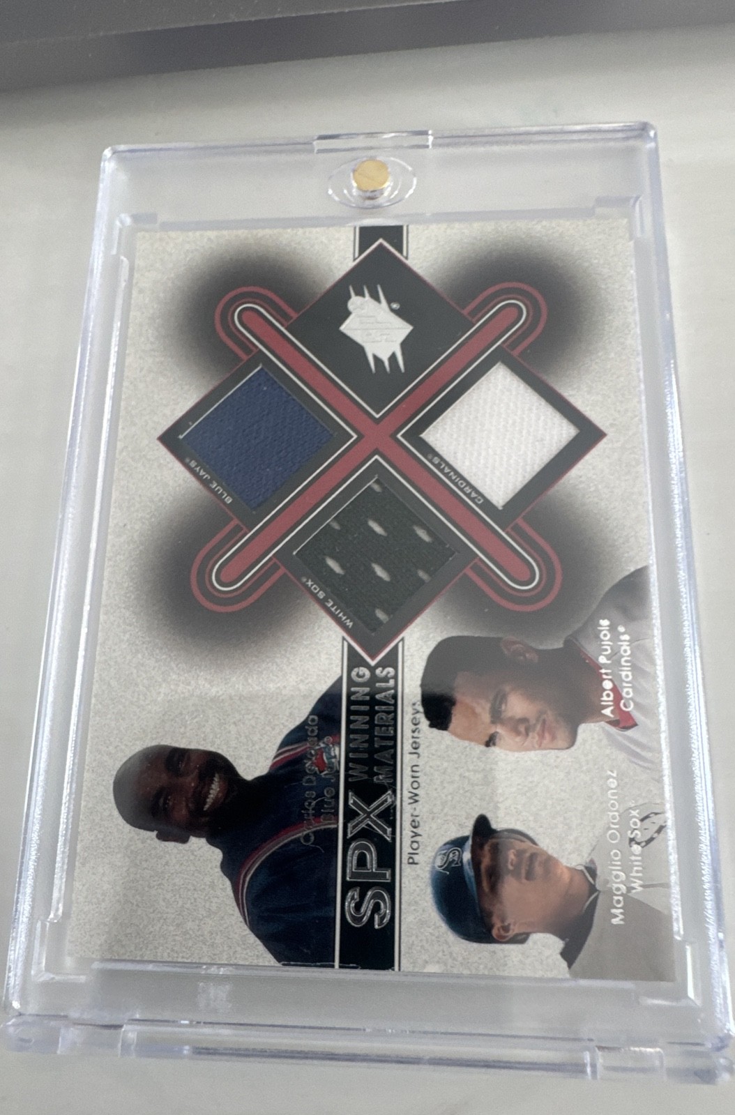 2001 SPx – Winning Materials Jersey Al Pujols, Carlos Delgado, Magglio Ordonez