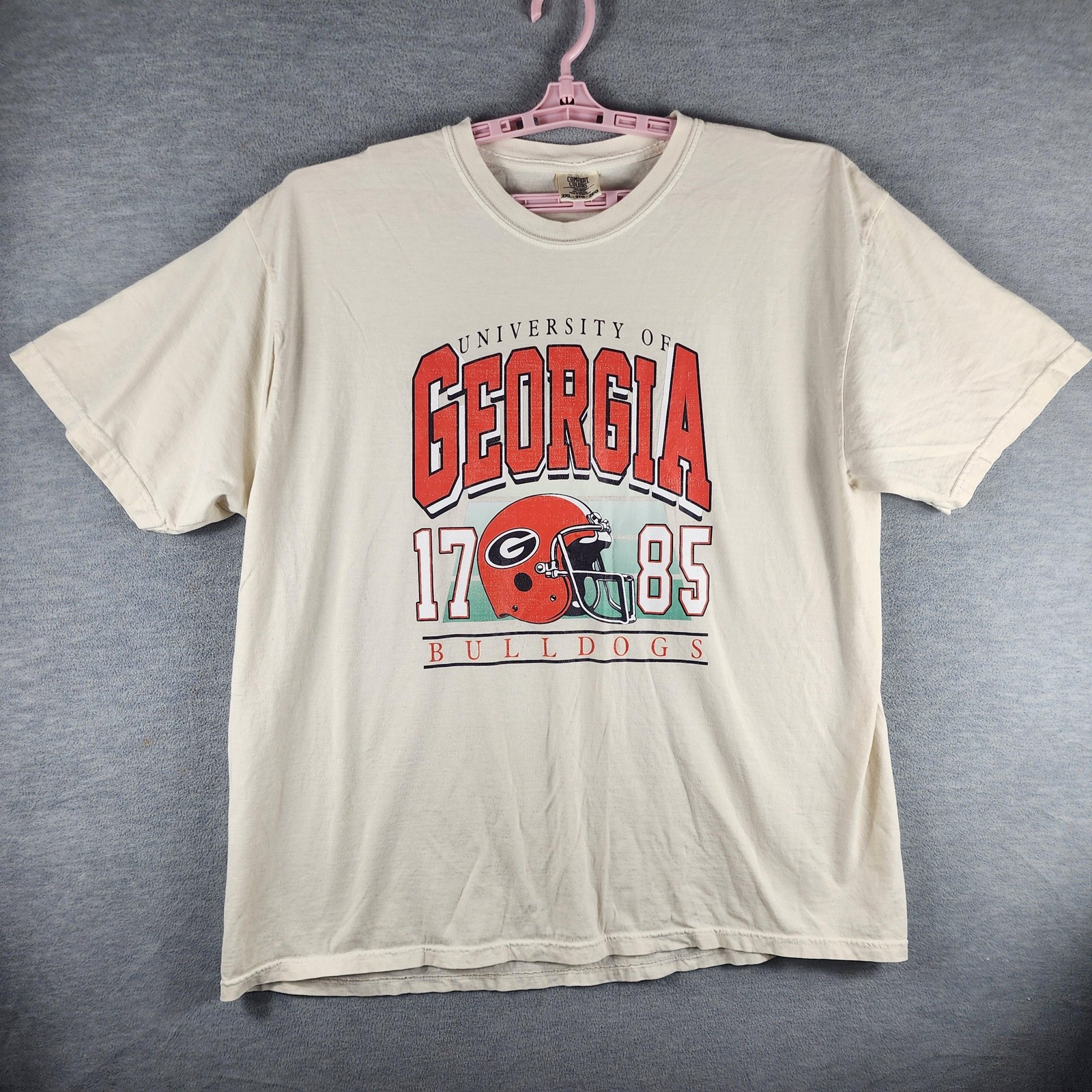 Georgia Bulldogs Shirt Mens 2XL Cream NCAA Football Comfort Colors Cotton