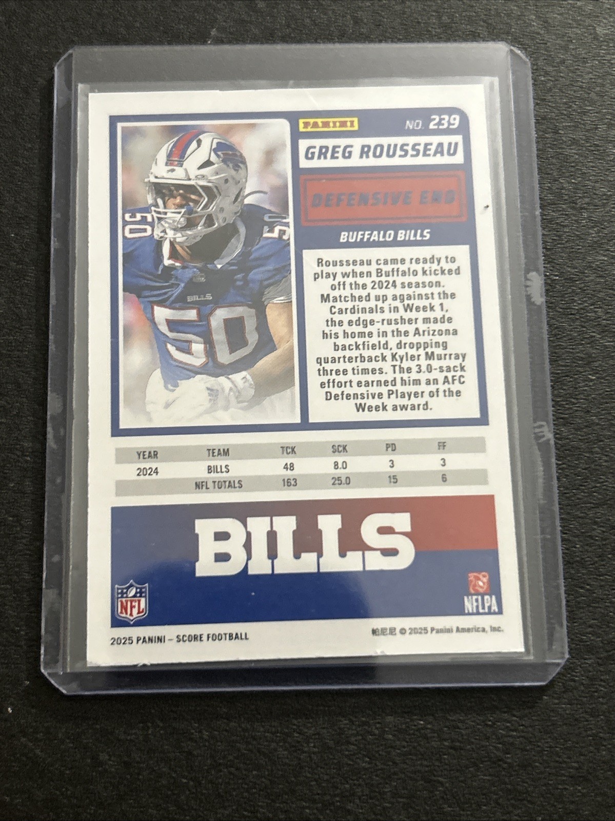 2025 Score – Greg Rousseau #239 Cubic /185