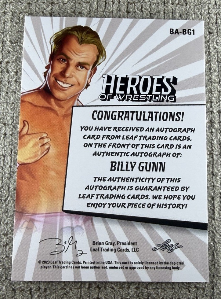 Billy Gunn 2023 Leaf Heroes of Wrestling GREEN Autograph Auto SP #BA-BG1