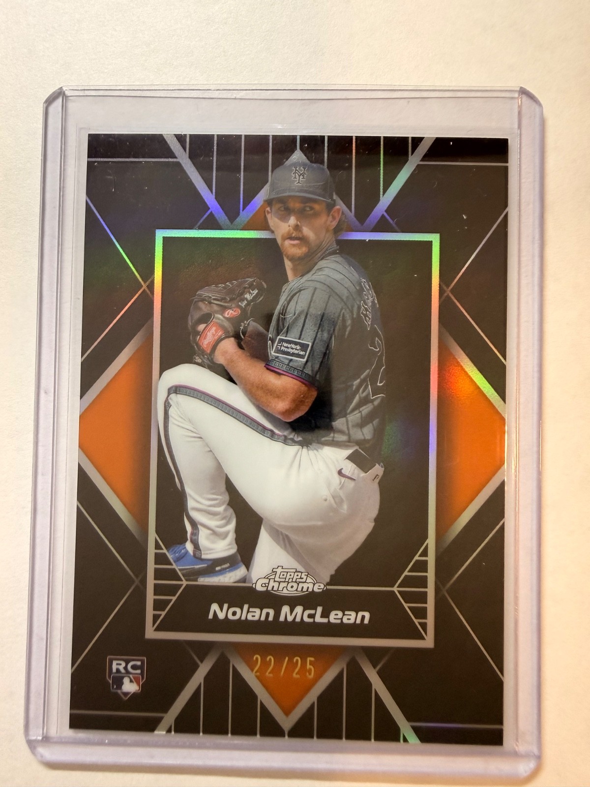 2026 Topps Chrome Shadow Etch Nolan McLean #SE-17 RC Rookie Orange /25 Mets
