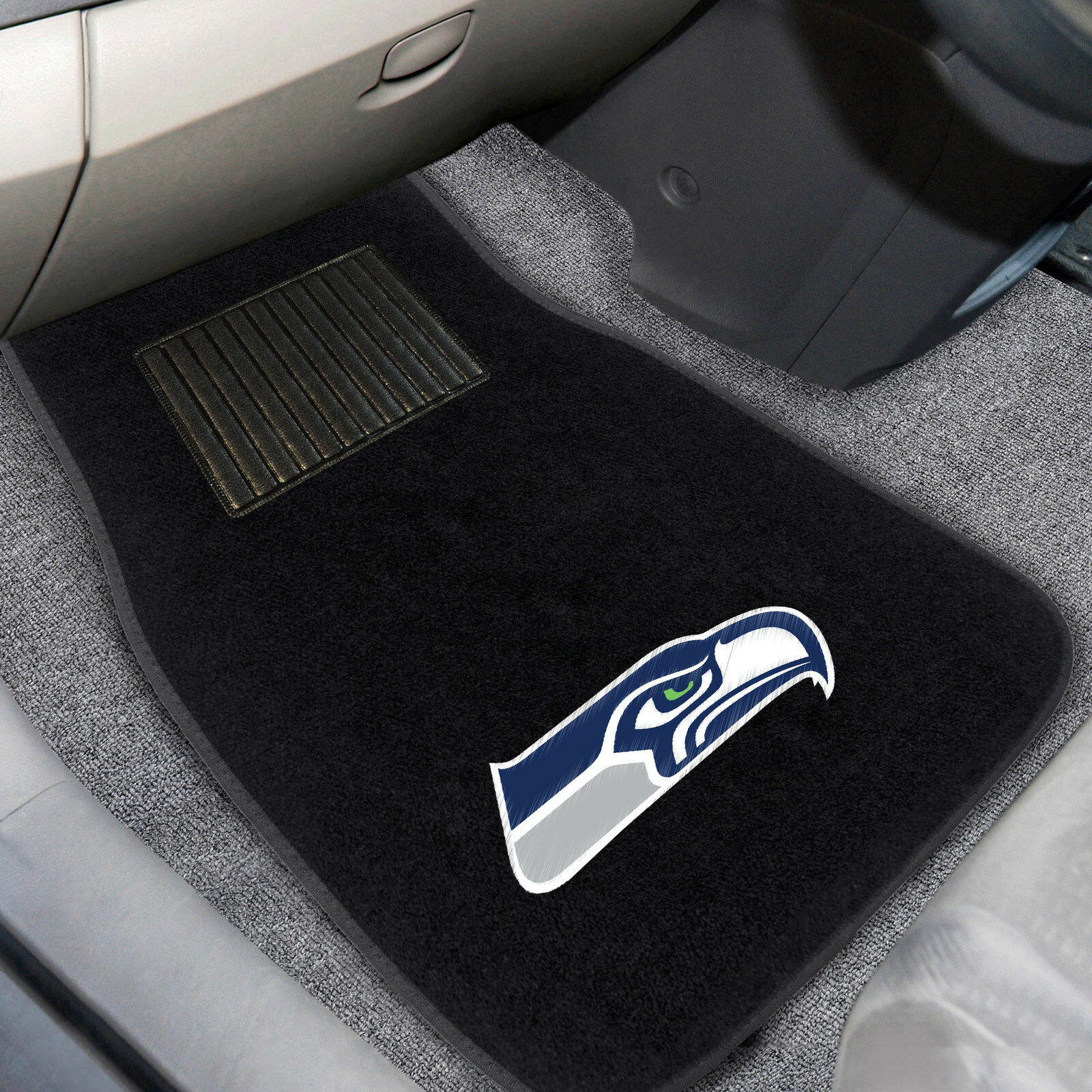 4PC NFL Seattle Seahawks Car Truck Black All Weather Carpet Floor Mats Set