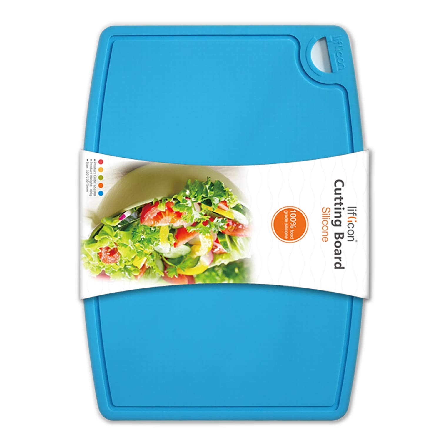 Liflicon Thick Silicone Cutting Board 12.6” x 9.1” 12.6″L x 9.1″W, M-Blue