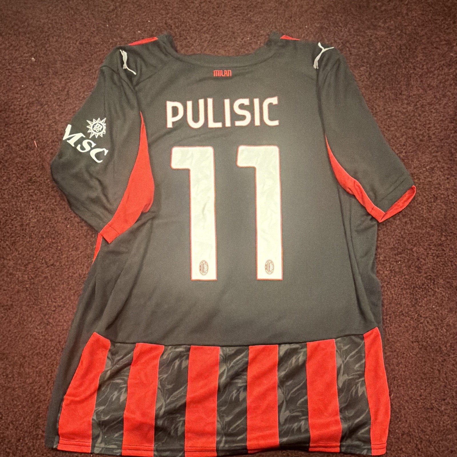 PUMA Officially Licensed AC Milan Pulisic #11 Soccer Jersey Men’s XXL Black/Red