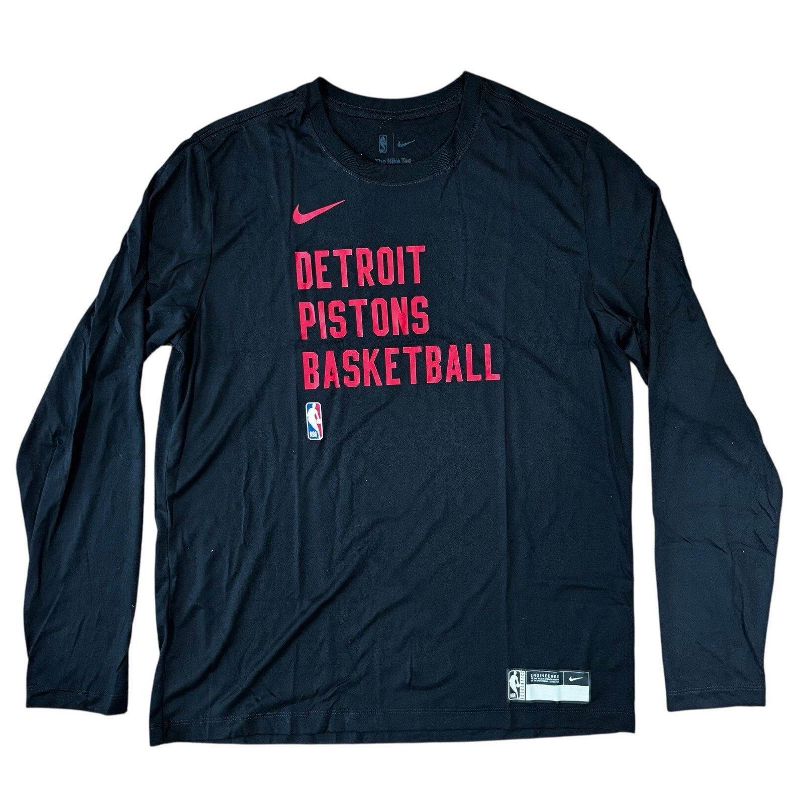Nike Detroit Pistons Long Sleeve Warm Up Shooting Shirt PE, Size XL FD9444-010
