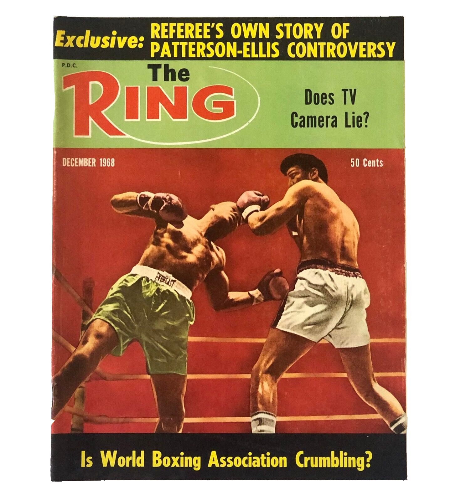 1968 The Ring Boxing Magazine Floyd Patterson vs Jimmy Ellis Fight Referee Vtg