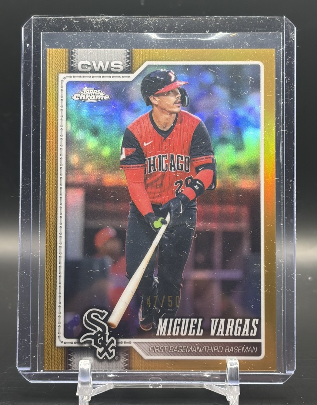 2026 Topps Chrome Miguel Vargas True Gold Refractor /50 #49 Chicago White Sox