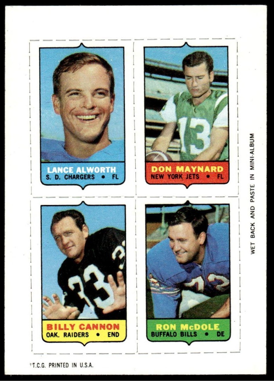 1969 TOPPS FOOTBALL 4 IN 1 YOU PICK NMMT SHARP *** FREE SHIPPING ***