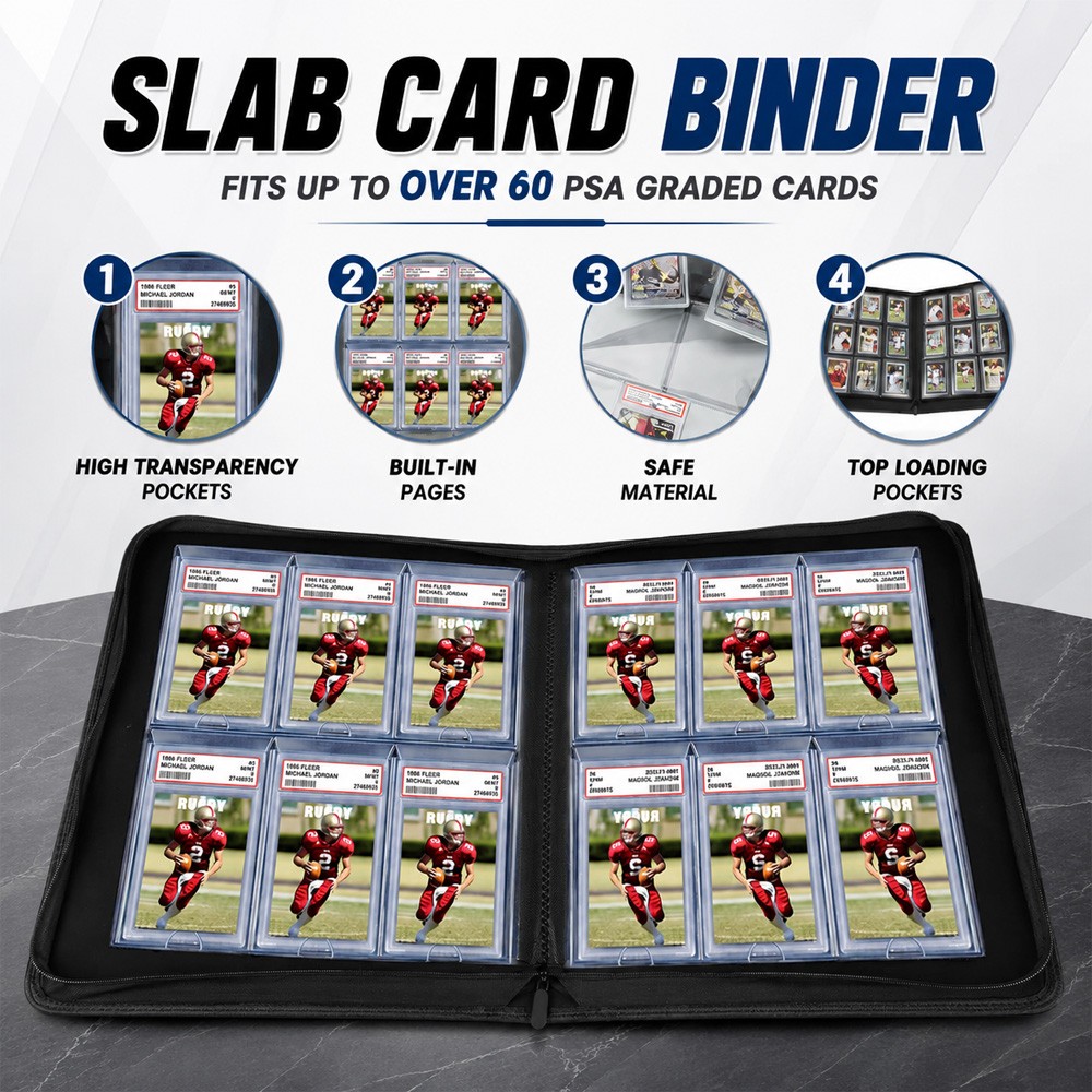 Graded Card Binder – Holds 60 Graded Slabs, Suitable for PSA Slabs | 6 Pockets