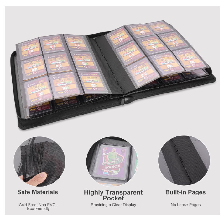 Toploader Binder, Holds 288 Toploaders, 9 Pocket Top Loader Binders with Sleeves
