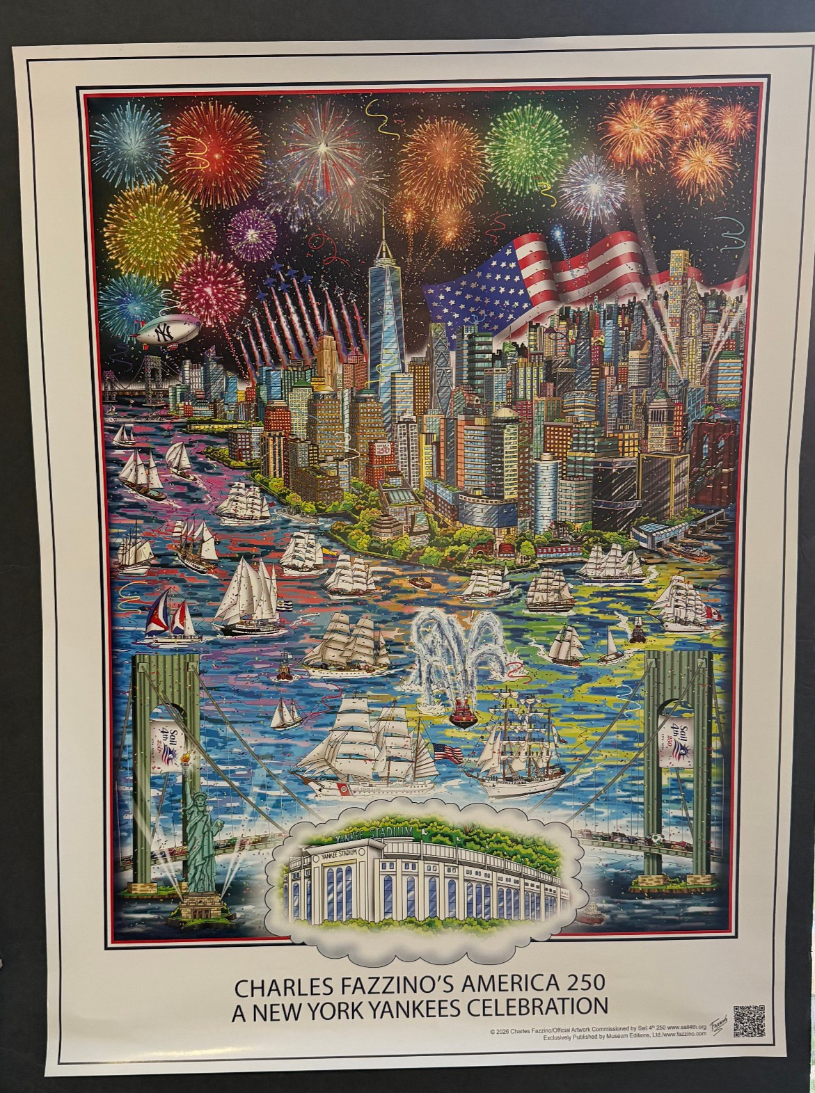 Charles Fazzino America 250 NY Yankees Celebration Poster 18×24 SGA 2026