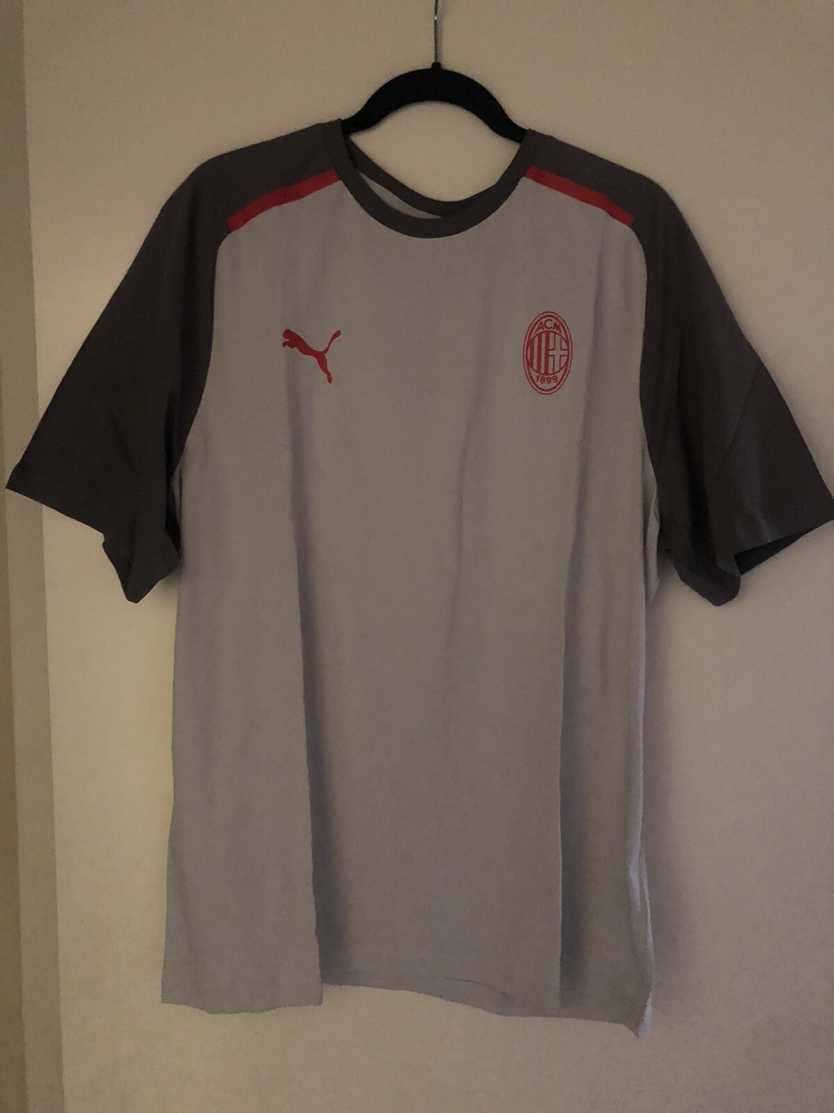 AC Milan ACM Casuals Tee Soccer Football T-Shirt Light & Dark Gray Puma 2XL XXL