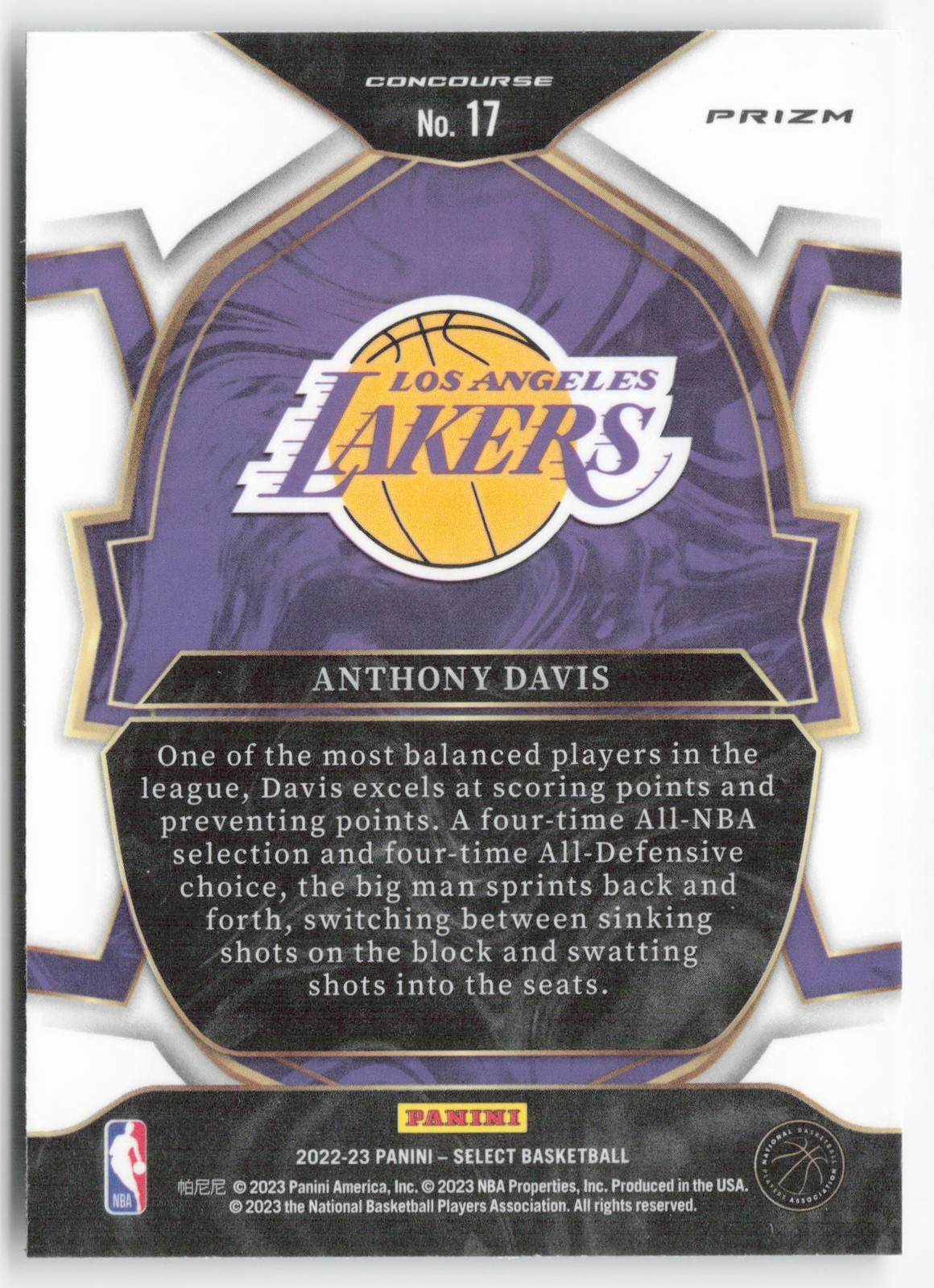 2016-17 Panini Select #170 Anthony Davis Silver Prizms