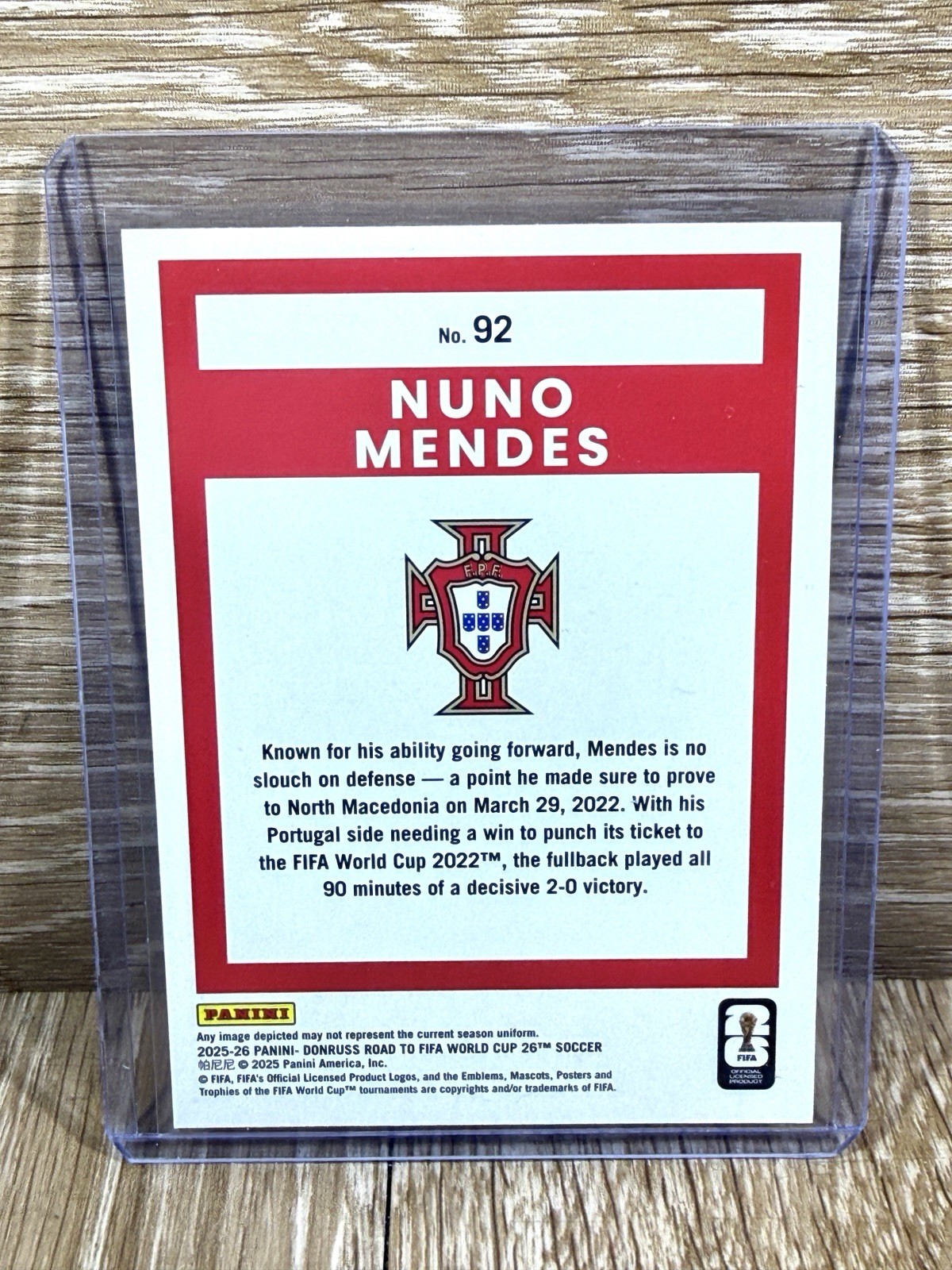 Panini 2025-26 Donruss Road to FIFA World Cup Nuno Mendes Portugal #92 Base