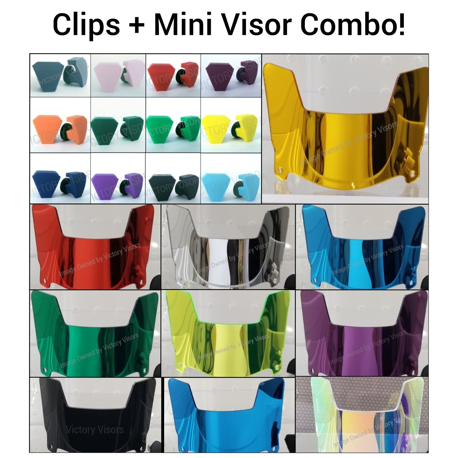 Mini Size Football Helmet Visors+Your Choice CLIP COLOR. Mirror (*HARD STYLE*)