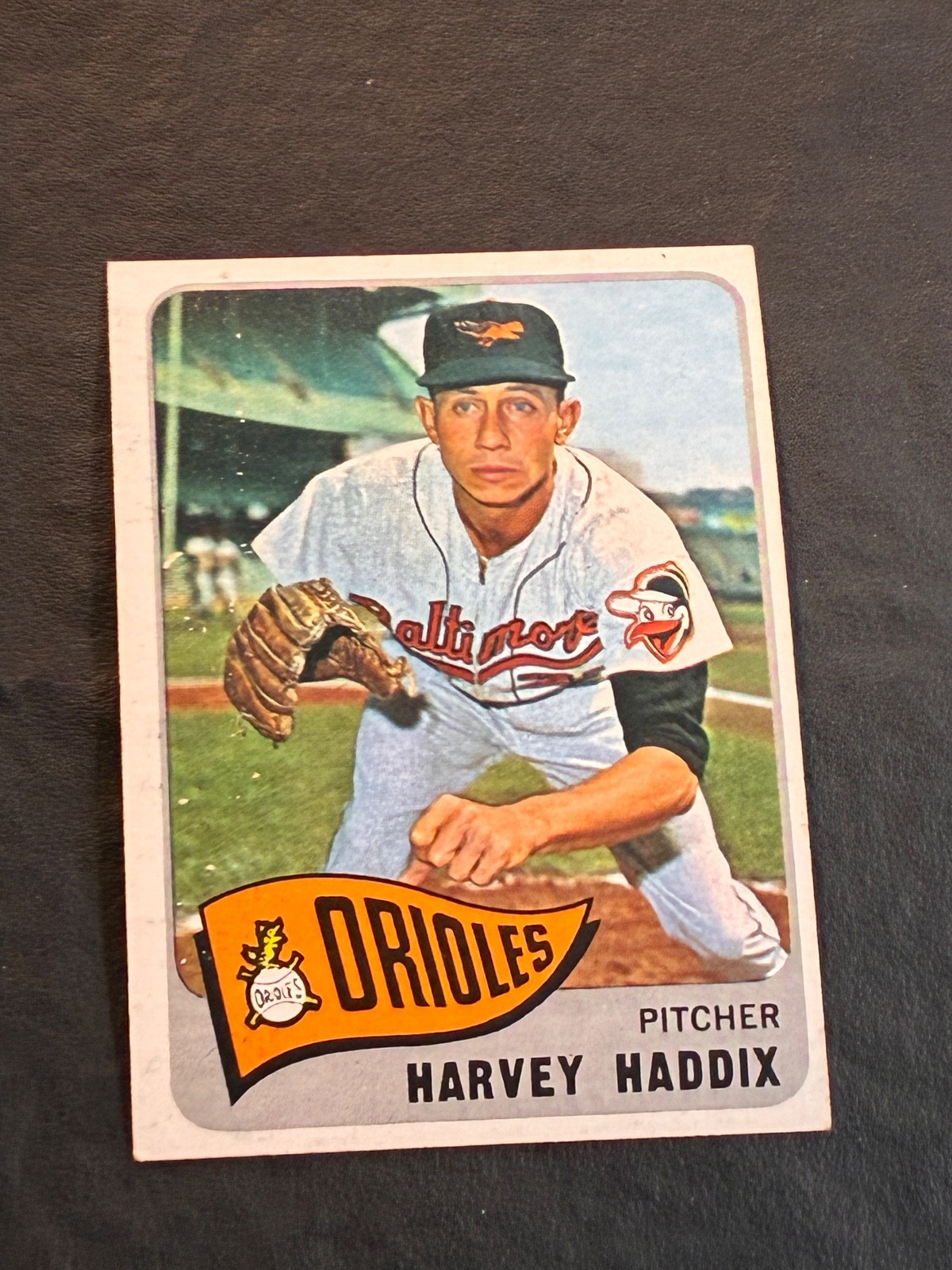 1965 Topps Harvey Haddix #67 – No Creases – Front Has Unknown Film Spots – EX/VG